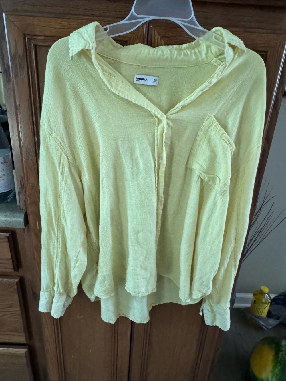 Sonoma Pale Yellow Button-Front Women's Shirt